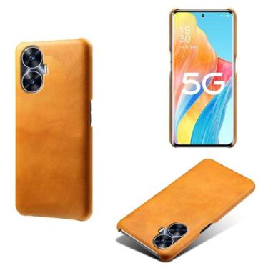 Imagem de Capa para OPPO Realme C55,Proteção contra quedas,Casca de volta de cor sólida simples,Design de couro de imitação de plástico-Orange
