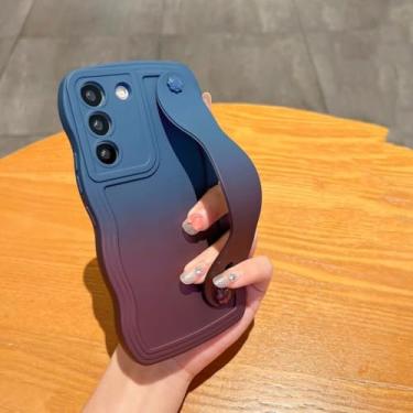 Imagem de Capa com pulseira curva gradiente para Samsung Galaxy S23 S24 Ultra S21 S22 Plus S20 Fe A54, suporte para pulseira, capa macia (para S24Ultra/NavyMZWD)