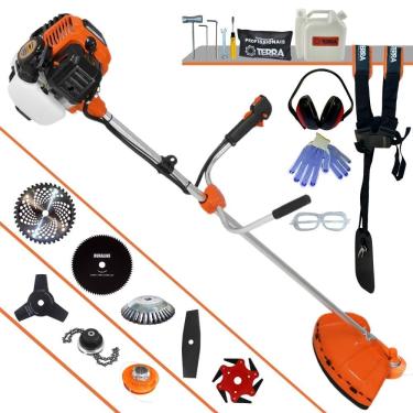 Imagem de Cortador de Grama Terra GR520XP 52cc 2,5HP Com Carretel Nylon + Facas 2 Pontas, 3 Pontas, 6 Pontas, 40 Dentes Vídea, 80 Dentes, Trimmer e Escova + EPI