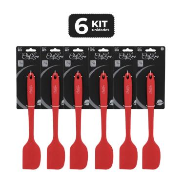 Imagem de Kit 6 Espatula De Servir Silicone Vermelho 27 Cm 230º