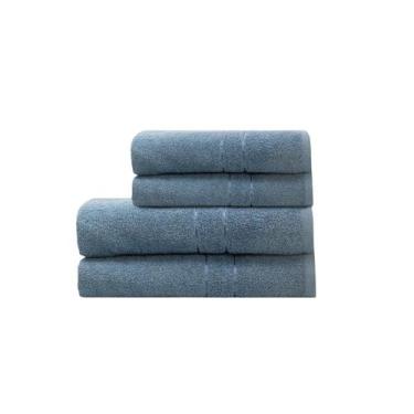 Imagem de Jogo De Toalhas Camesa Galaxy Banhão 4 Peças Algodão 400g/m², Azul