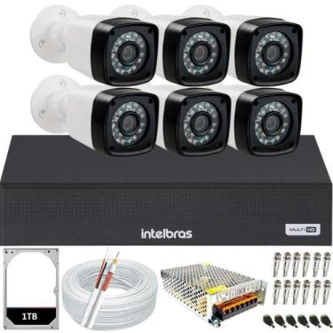 Imagem de Kit 6 Câmeras Segurança 1080p Dvr Intelbras Full Hd 8ch Hd 1TB