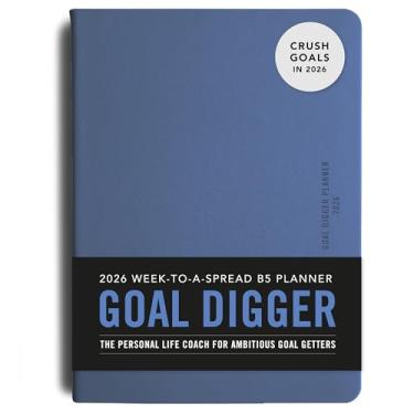 Imagem de MI GOALS Goal Digger Planner 2026 - Diário semanal para gratidão, progresso e rastreamento de hábitos, B5 (elemento azul)