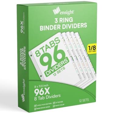 Imagem de Ensight 3 divisórias de página em anel a granel - 96 por caixa com abas decorativas imprimíveis e regraváveis