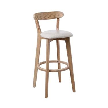 Imagem de GRFIT Cadeira de bar requintada cadeira de bar de madeira moderna simples banco alto encosto cadeira de mesa restaurante ilha banco ajustável bancos de bar (cor: B)