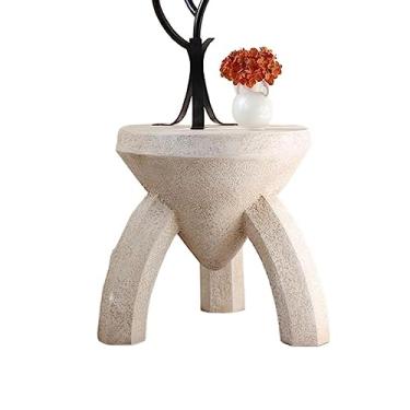 Imagem de Mesa de centro de design simples redonda estável com 3 pernas, mesa lateral pequena retrô para sala de estar, quarto, escritório, espaços pequenos, 45 cm P x 40 cm A mesa lateral minimalista para sala