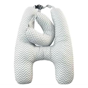 Imagem de Almofadas de Apoio para o Pescoço em Formato de H para Crianças com Apoio para o Pescoço Ajudam Você a Dormir e Descansar durante a Viagem(Chevron Cinza)