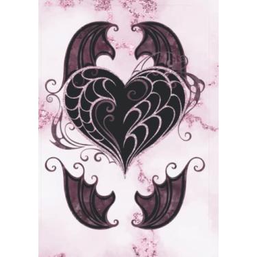 Imagem de SMOLbean Stylized Notebook Journal Multi Purpose Book, Lined Paper, 100 Pages, 10 x 7 inches: DESIGN- Dragon wings and playing card Heart pip symbol ... Glitz: INTERIOR THEME: All Things Adorable