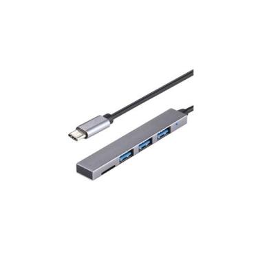 Imagem de Hub USB-C T-818B com 3 portas USB 3.0 e leitor de cartão SD - Lightbek