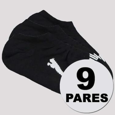 Imagem de Kit Meia Puma Sapatilha 9 Pares Feminina Preta, 34-39