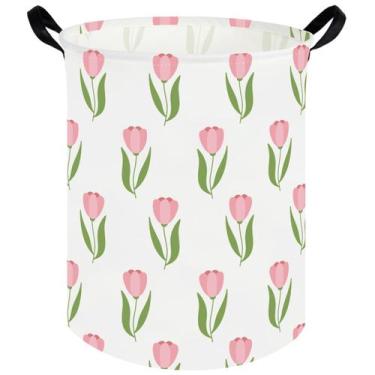 Imagem de Cesto de roupa suja FXOCSHE Tulip Impermeável Dobrável 50x40 cm