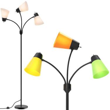 Imagem de Luminária de chão FOLKSMATE LED de 3 luzes ajustável preta