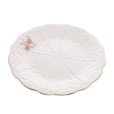 Imagem de Prato de Porcelana Branca P/Bolo Flower Design Plate Colorido 29,5x3,2cm Wolff