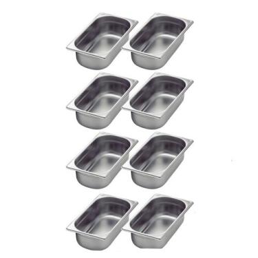 Imagem de Kit de 8 Cubas Gastronômicas Sem Tampa Inox 1/3 150mm - Zepper