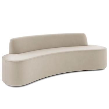 Imagem de Sofá 4 Lugares Curvo Sala de Estar Living Cancún D02 Veludo Bege 230 cm C-309 - Lyam Decor