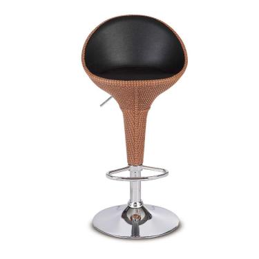 Imagem de Banqueta Bar Rattan Base Aço Cromado Encosto Alto Kala