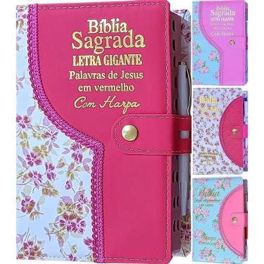 Imagem de Bíblia Com Letra Grande - Com Harpa E Corinhos Femin Rosa