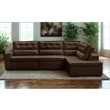 Imagem de Sofá de Canto Retrátil e Reclinável com Molas 3,00x2,00 Viena Suede Mi