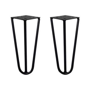 Imagem de Kit 2 Pés de Metal 15 CM Hairpin Legs Mesas de Centro Puffs Preto G41