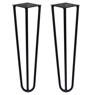 Imagem de Kit 2 Pés de Metal 30 CM Hairpin Legs Mesa de Canto Rack e Puffs Preto G41