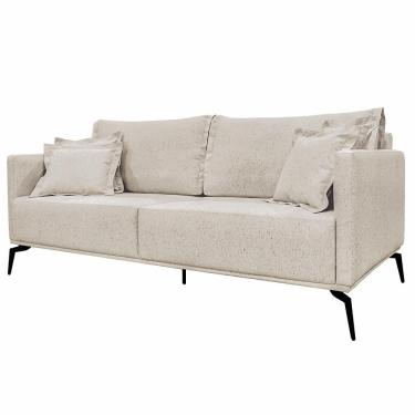 Imagem de Sofá Decorativo 2 Lugares 180cm Pés em Aço Stagno Linho Off White Rústico - Gran Belo