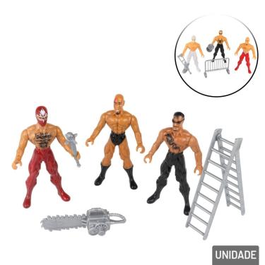 Imagem de Boneco Luta Livre com Acessórios 6 Peças - Tudo em Caixa