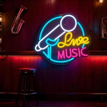 Imagem de Neonawall Live Music Neon Sign for Wall Decor Light Up Letters Business Led Sign Music Party Gifts Led Decorative Night Signs Room Decor Party Signs for Bar Coffee Grand Opening Musician Office