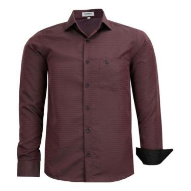 Imagem de Camisa Social Amil Comfort Com Bolso Não Amassa 1853, Vinho, 7