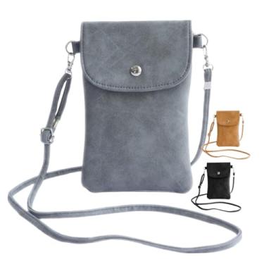 Imagem de Bolsas transversais pequenas de couro para mulheres, bolsa para celular, bolsas transversais, carteira de viagem, Cinza - 1, Small, Bolsa tiracolo feminina de couro vintage