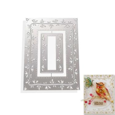 Imagem de Matrizes de estampagem, estênceis de metal, ferramentas de scrapbook, flores, molduras de renda, modelo de gravação DIY para fazer cartões de papel, álbuns, artesanato (retangular)