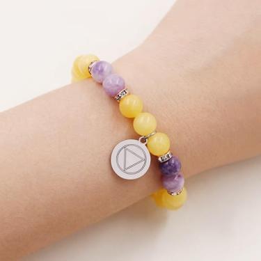 Imagem de Sober Bracelet Pulseira elegante com contas para recuperação de álcool, design fortalecedor com charme exclusivo, ideal para uso diário ou eventos de apoio YA5047, Medium, Aço inoxidável, Sem Pedra