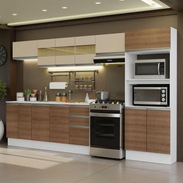 Imagem de Armário De Cozinha Completa 100% MDF 310 Cm Smart 02 Xa Branco/Rustic/Crema