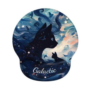 Imagem de Mouse pad de suporte de pulso Galactic Cat Design 18,8 x 22,7 cm - yiw