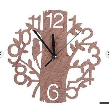 Imagem de Relógio de parede Tree of Life de madeira 30x30cm Silent Non-Ticking -