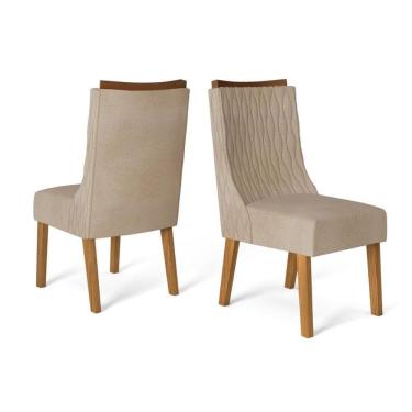 Imagem de Cadeira Sala de Jantar Jade Cedro/Linho Saara - DJ Móveis