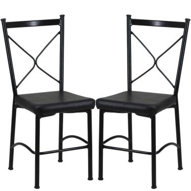 Imagem de Kit 2 Cadeiras Buffet Em Alumínio Preto Com Preto