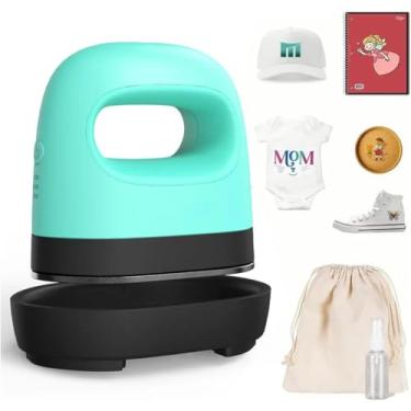 Imagem de Prensa Térmica Mini De Ferro De Passar Heat Press: Personalize Suas Roupas Com A Tendência Diy Perfeito Para Artesanato E Presentes Criativos Azul-turquesa (Azul-turquesa 220V)