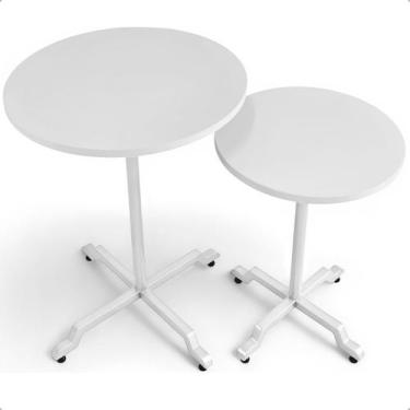 Imagem de Kit Conjunto 2 Mesas De Canto Lateral Alta E Baixa Em Aço Design Moder