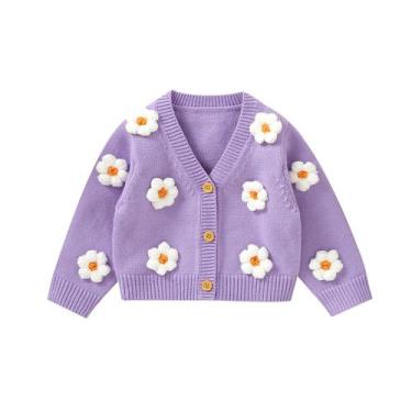Imagem de Cardigan Beautooly Baby Sweater tricotado de manga comprida com botões