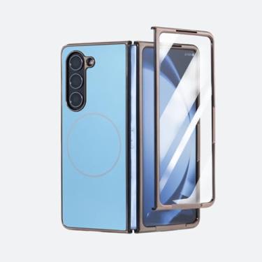 Imagem de Capa fina fosca fosca Ag para Samsung Galaxy Z Fold 6 5 4 3 5g Z Fold6, película protetora de tela com carregamento sem fio (para Galaxy Z Fold 5/Peak Blue)