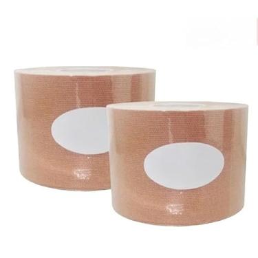Imagem de Bandagem Elastica, Kit 2 Fita Bandagem Elástica Adesiva 5cm X 5m,Alivia A Dor Tape Fisioterapia(Kit 2 bege)