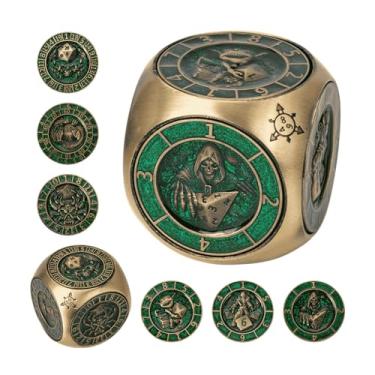 Imagem de IUSTIDIE Spinner Dice Set D4, D6, D8, D10, D12, D20, D% – Unique Metal D&D Dice Set with Goblin Monster Designs for TTRPG