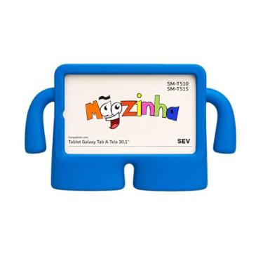 Imagem de Capa Infantil Para Tablet Galaxy Tab A Tela 10.1'' Polegadas T510 T515, Capinha Anti Impacto Case Mãozinha EVA Emborrachado Maleta Não Tóxico (Azul)