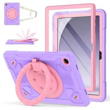 Imagem de Hogenl Capa para Samsung Galaxy Tab A9 Plus com protetor de tela/suporte giratório de 360°/alça de ombro capa robusta de corpo inteiro para Galaxy Tab A9+ Plus 11 polegadas lançado em 2023 (roxo rosa)