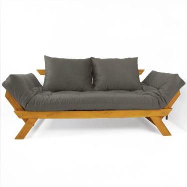Imagem de Sofá Japão Futon Cinza Em Madeira Maciça Cor Mel - R9 Design Futon
