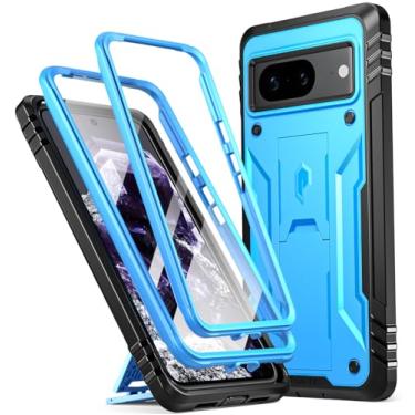 Imagem de Poetic Capa Revolution para Google Pixel 8 5G de 6,2 polegadas, [6 m testada em queda de grau militar], capa robusta à prova de choque de corpo inteiro com suporte e protetor de tela embutido, azul