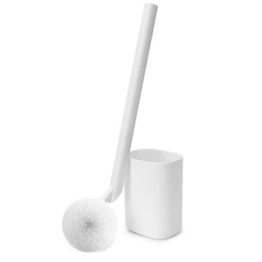 Imagem de IVYROLL Conjunto de escova e suporte, escova de limpeza de vaso sanitário branca, escova de limpeza para banheiro, trailer, banheira, caixa de areia, lixeira