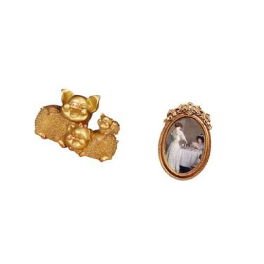 Imagem de Fenteer Estatueta de Porco em Resina, Estátua Moderna de Animal, Ornamento Colecionável para Estante, Prateleira de Entrada, Centro de Mesa, Porta-Retratos Or