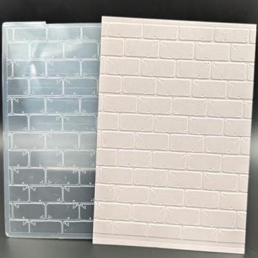 Imagem de Pasta em relevo de plástico tamanho A6 Natal neve tijolo papel de parede artesanato plástico texturizado impressões para fazer cartões scrapbooking