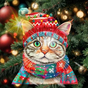 Imagem de Apanhador solar de acrílico colorido, decoração de janela suspensa de Natal com design de vitral impresso, apanhador de sol, arte de parede de arco-íris, ornamentos de Natal para uso interno e externo